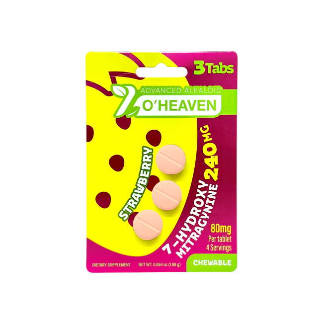 7 O’HEAVEN 7-HYDROXYMITRAGYNINE TABLETS 3CT / 240MG (80MG EACH) – STRAWBERRY