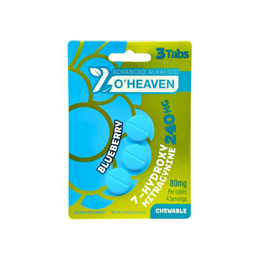 7 O’HEAVEN 7-HYDROXYMITRAGYNINE TABLETS 3CT / 240MG (80MG EACH) – BLUEBERRY
