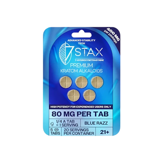 7Stax 5ct 7OH Tabs Blue Razz 80mg per Tablet - Seven Tech