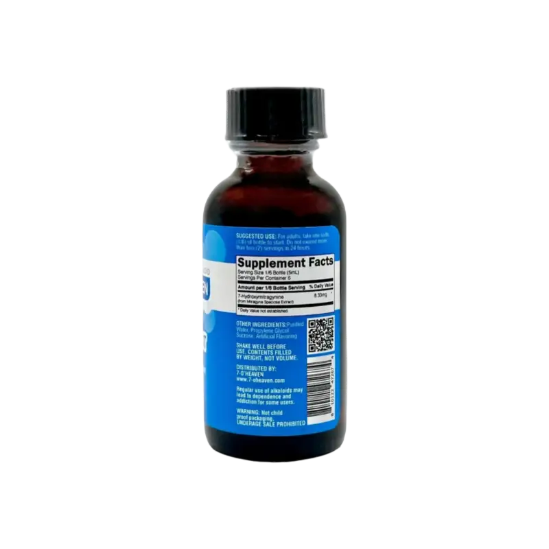 Dark liquid supplement bottle.