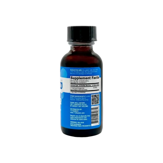 Dark liquid supplement bottle.