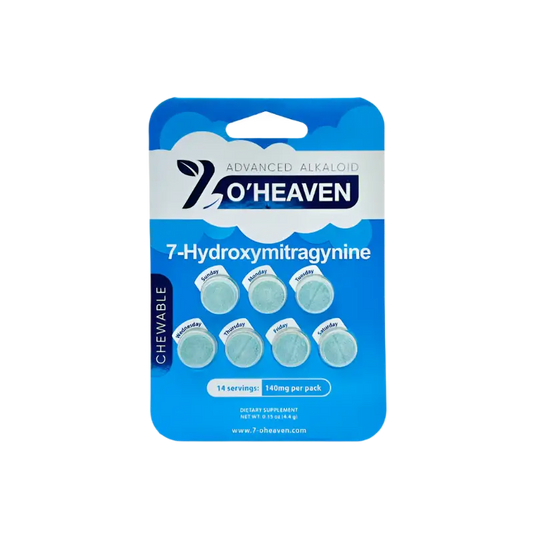 Packaged 7-hydroxymitragynine chewable tablets.