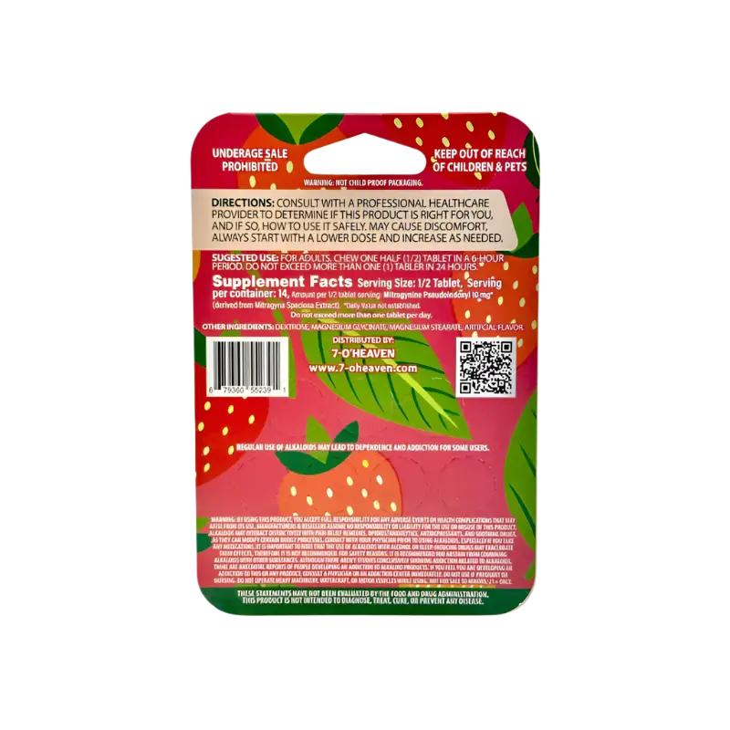 Strawberry-themed supplement packaging.