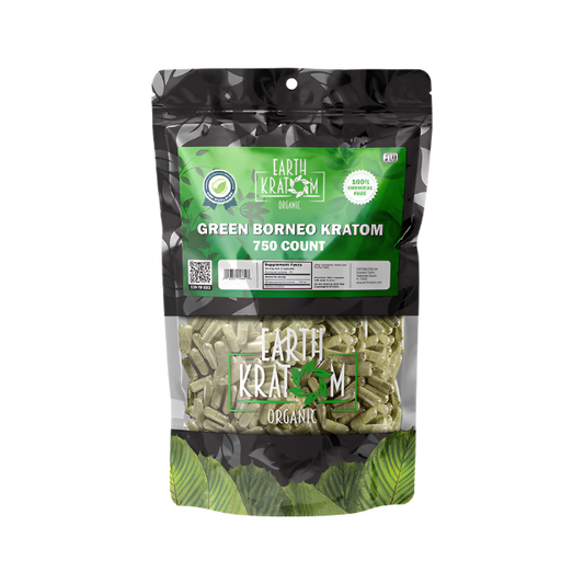 EARTH KRATOM CAPSULES 750CT - BORNEO GREEN VEIN - Seven Tech