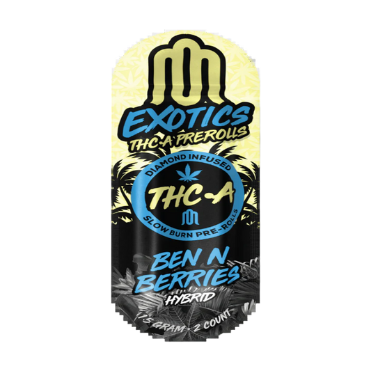 MODUS EXOTICS DIAMOND INFUSED SLOW BURNING 1.5G 2PK THC-A PRE-ROLLS - BEN N BERRIES HYBRID