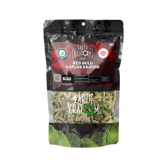 EARTH KRATOM CAPSULES 750CT - HULU RED VEIN - Seven Tech