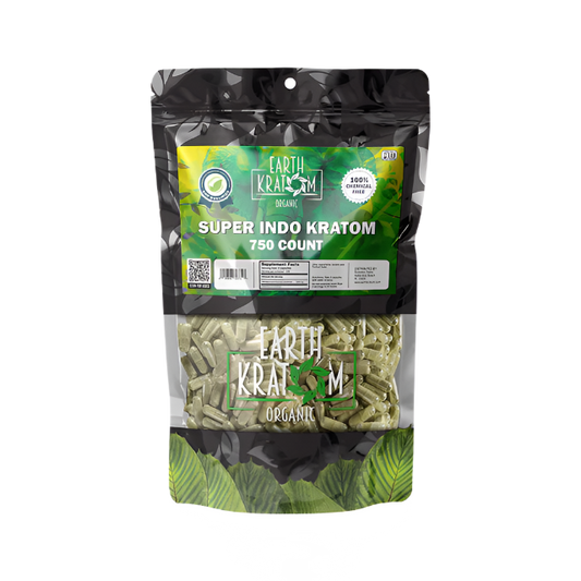 EARTH KRATOM CAPSULES 750CT - INDO SUPER GREEN VEIN - Seven Tech
