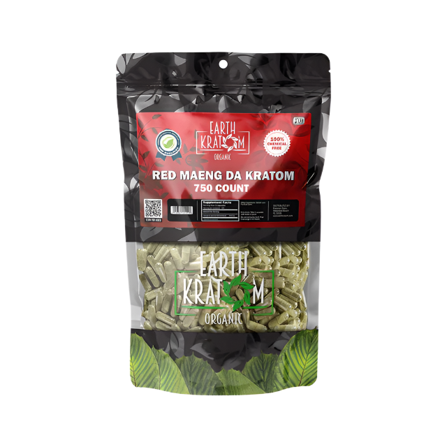 EARTH KRATOM CAPSULES 750CT - MAENG DA RED VEIN - Seven Tech