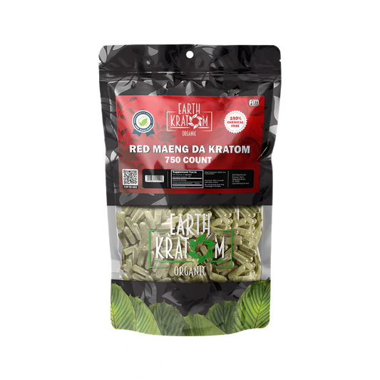 EARTH KRATOM CAPSULES 750CT - MAENG DA RED VEIN - Seven Tech