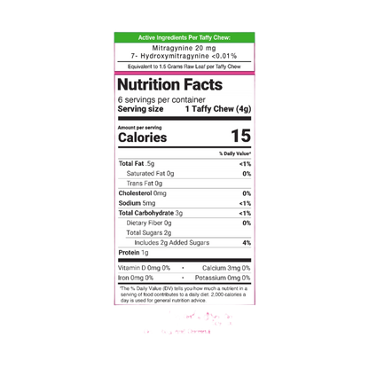 HAPPY HIPPO KRATOM TAFFY 6CT 20MG - TOFFEE - Seven Tech