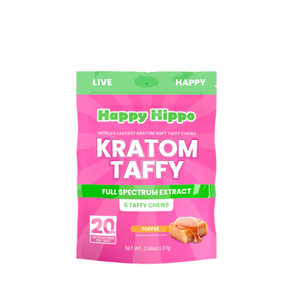 HAPPY HIPPO KRATOM TAFFY 6CT 20MG - TOFFEE - Seven Tech