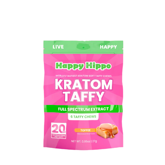 HAPPY HIPPO KRATOM TAFFY 6CT 20MG - TOFFEE - Seven Tech