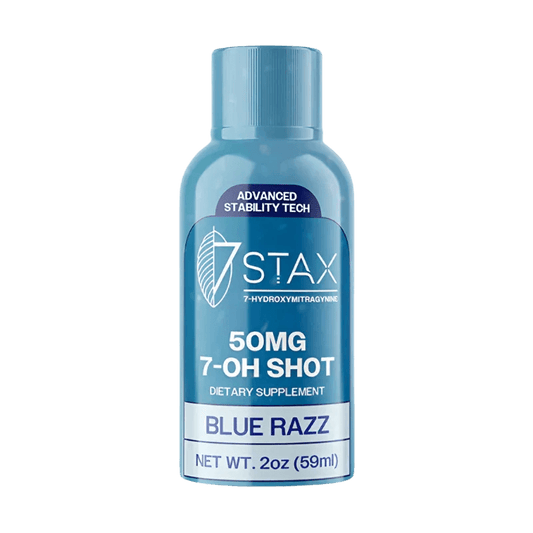 7x Extract 7Stax 7 Hydroxymitragynine Liquid Shot Blue Razz 50mg - Seven Tech