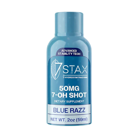 7Stax 7 Hydroxymitragynine Liquid Shot Blue Razz 50mg - Seven Tech