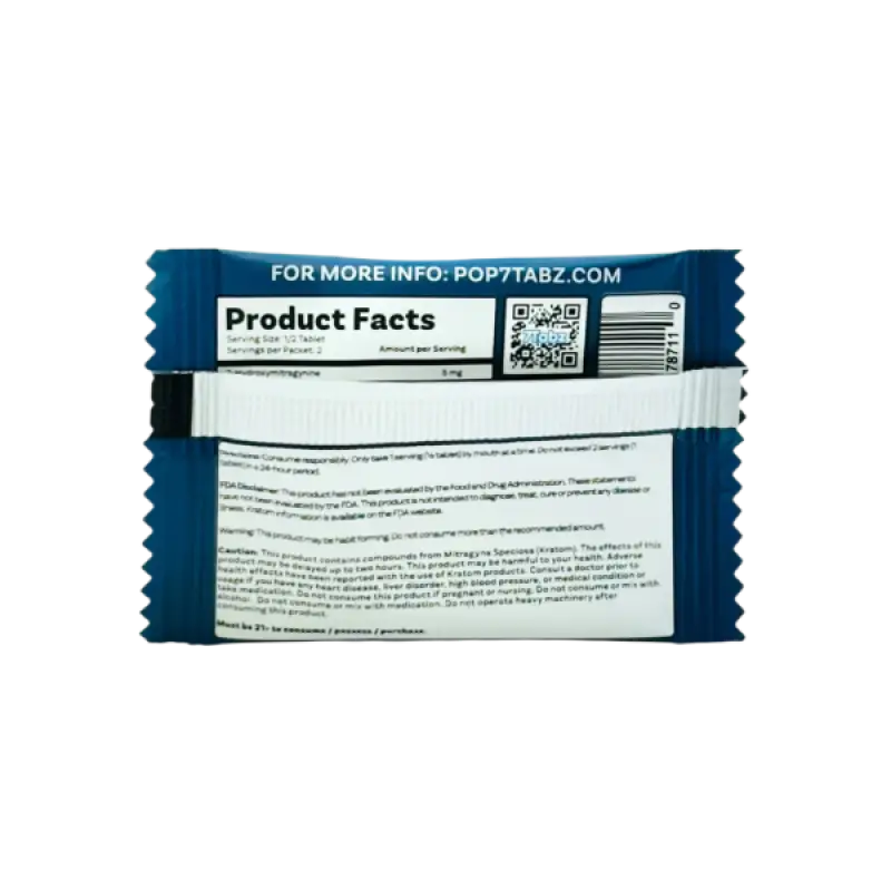 Blue product facts wrapper.