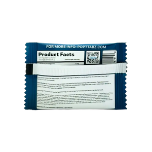 Blue product facts wrapper.