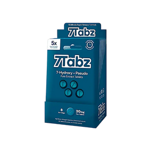 Blue product box labeled ’7Tabz’ containing hydroxy pendula tablets.