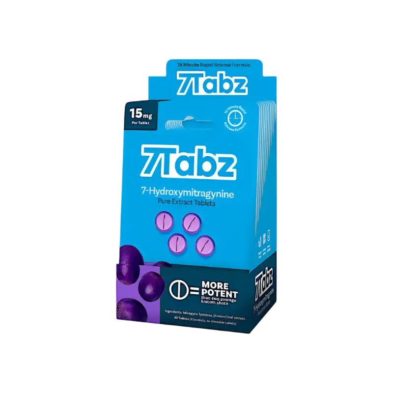 Blue product box labeled ’7Tabz’ with purple accents.