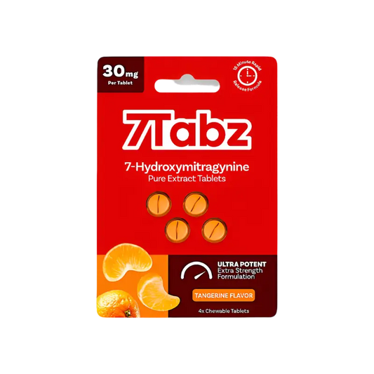 7Tabz 7-Hydroxymitragynine tangerine flavored chewable tablets.