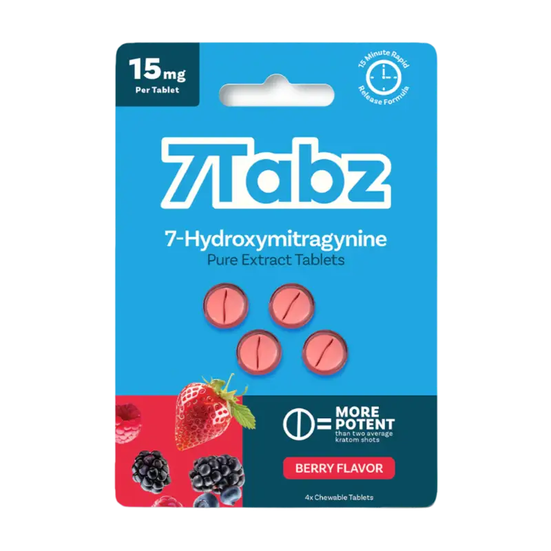 A package of 7-Tabz berry-flavored tablets containing 7-Hydroxymitragynine.