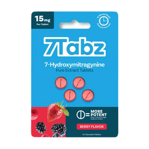 A package of 7-Tabz berry-flavored tablets containing 7-Hydroxymitragynine.