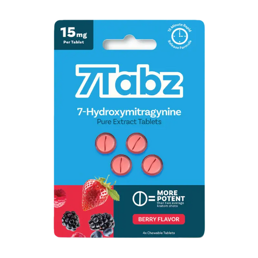 A package of 7-Tabz berry-flavored tablets containing 7-Hydroxymitragynine.