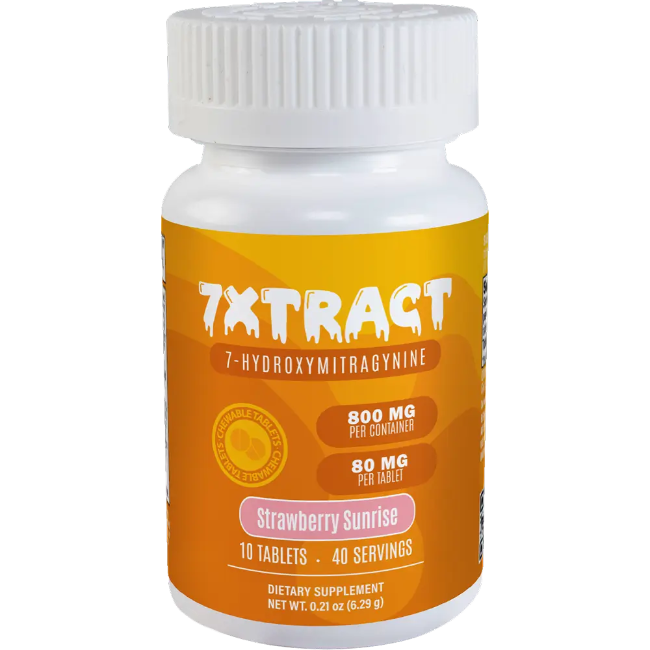 7XTRACT 7-HYDROXYMITRAGYNINE TABLETS 10CT / 800MG (80MG EACH) – STRAWBERRY SUNRISE