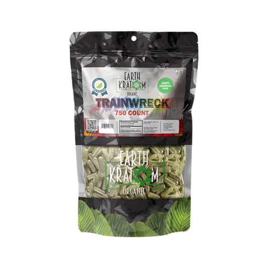 EARTH KRATOM CAPSULES 750CT - TRAINWRECK - Seven Tech