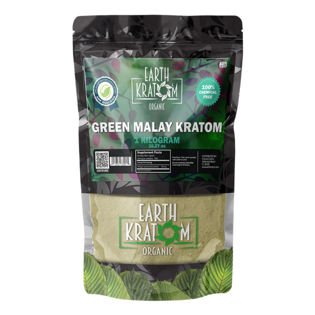EARTH KRATOM POWDER 1000G / 35.27OZ - MALAY GREEN VEIN - Seven Tech