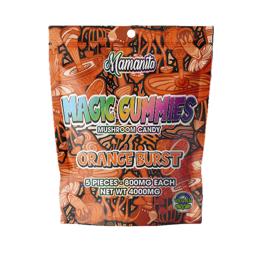 Mamanita Orange Burst Magic Gummies Mushroom Candy 2pcs 800mg 1600mg Per Pkg