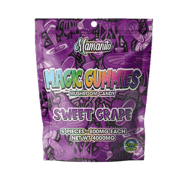 Mamanita Sweet Grape Magic Gummies Mushroom Candy 2pcs 800mg 1600mg Per Pkg