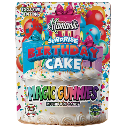 Mamanita Birthday Cake Magic Gummies Mushroom Candy 2pcs 800mg 1600mg Per Pkg