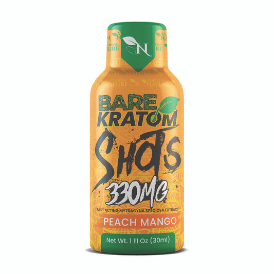 BARE KRATOM SHOTS 30ML 330MG BOX OF 4 - PEACH MANGO