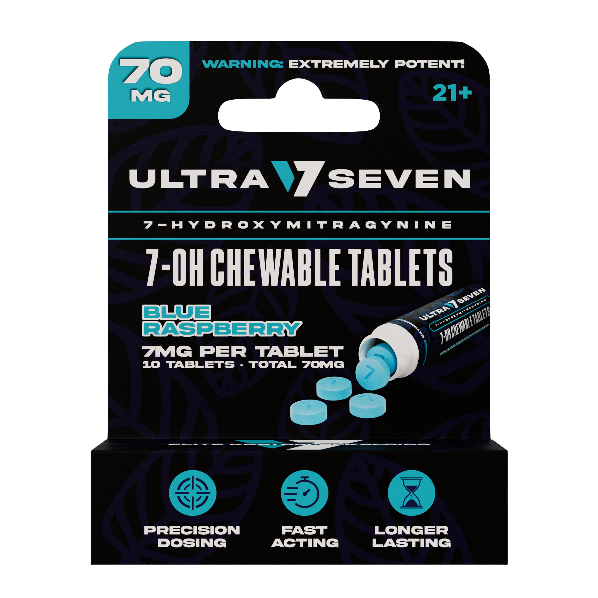 Ultra Seven 10ct 7OH Tabs Blue Raspberry 7mg Per Tablet