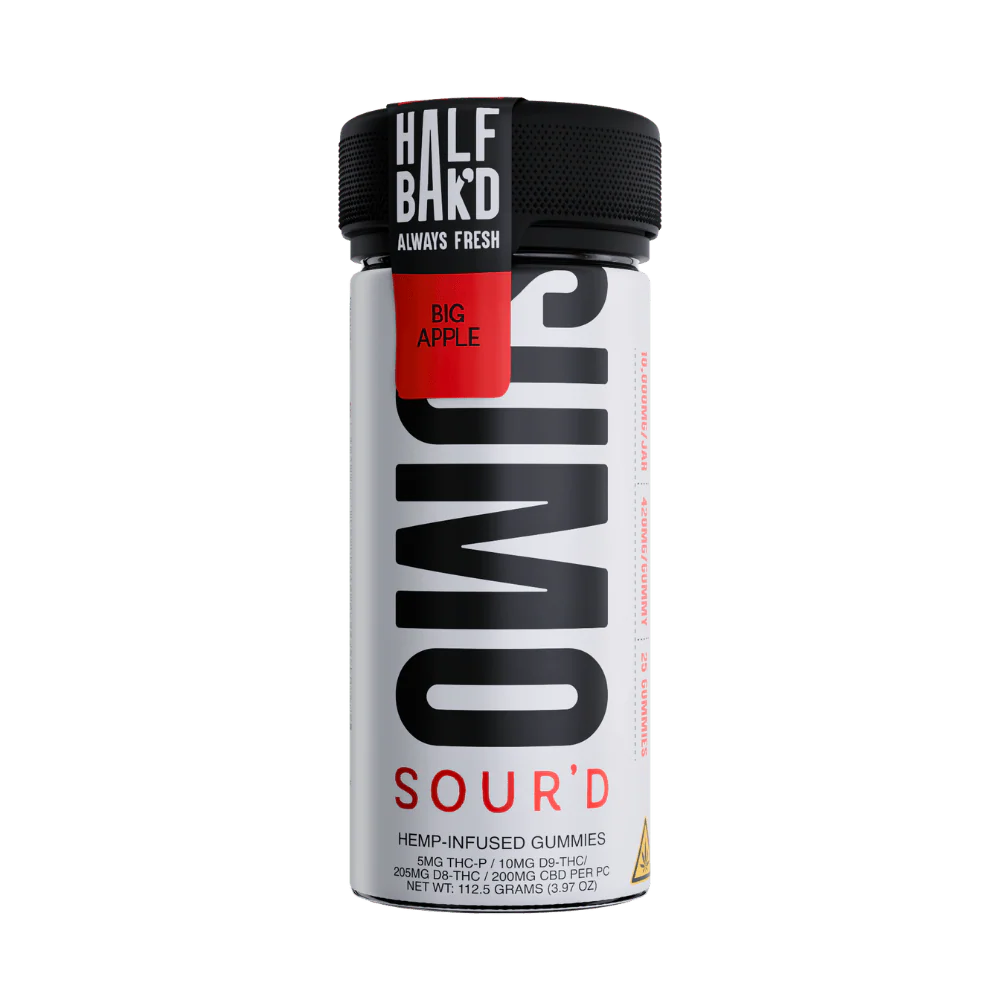 HALF BAK'D D9 SUMO SOUR'D 25CT 420MG PER GUMMY - BIG APPLE - Seven Tech