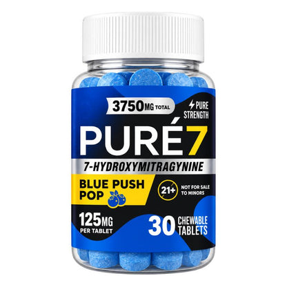 🎁 Pure7 Pure Strength 7-Hydroxymitragynine Chewable tablets 30ct 125mg Per Tablet (100% off)