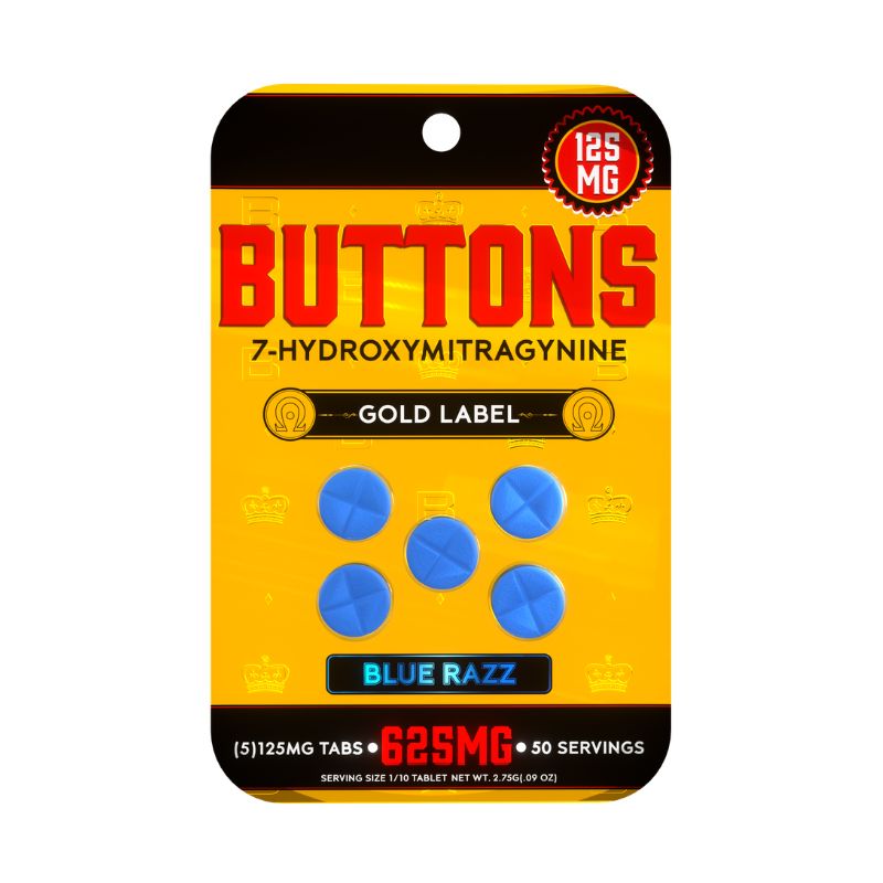 BUTTONS GOLD LABEL 7-HYDROXYMITRAGYNINE TABLETS 5CT 125MG PER TABLET