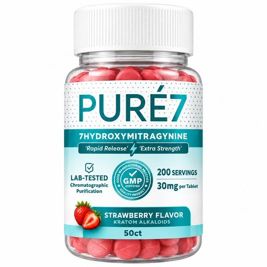 Pure7 7-Hydroxymitragynine Rapid Release Extra Strength 50ct 30mg Per Tablet