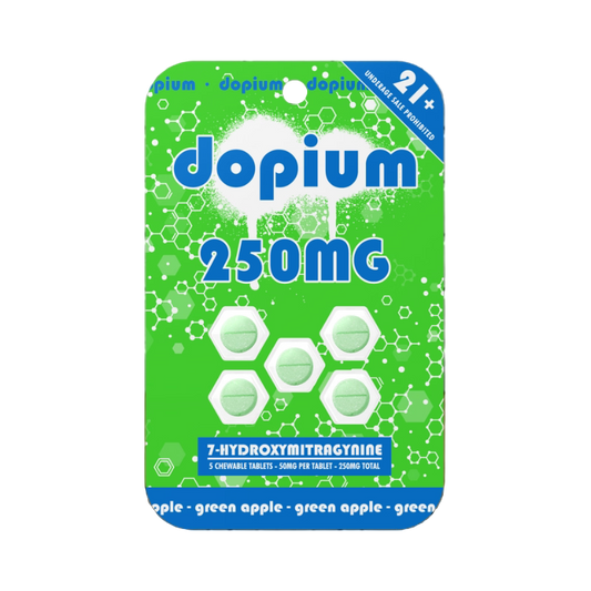 DOPIUM 7-HYDROXY CHEWABLE TABLETS 5CT 50MG PER TABLET - GREEN APPLE