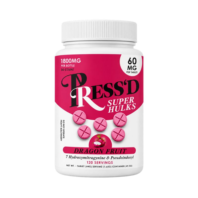 Press'D 7-Hydroxymitragynine + Pseudo Chewable Tablets 30ct 60mg Per Tablet