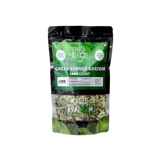 Earth Kratom 1000CT Capsules- Borneo Green Vein - Seven Tech
