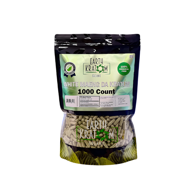 EARTH KRATOM CAPSULES 1000CT - BORNEO WHITE VEIN - Seven Tech