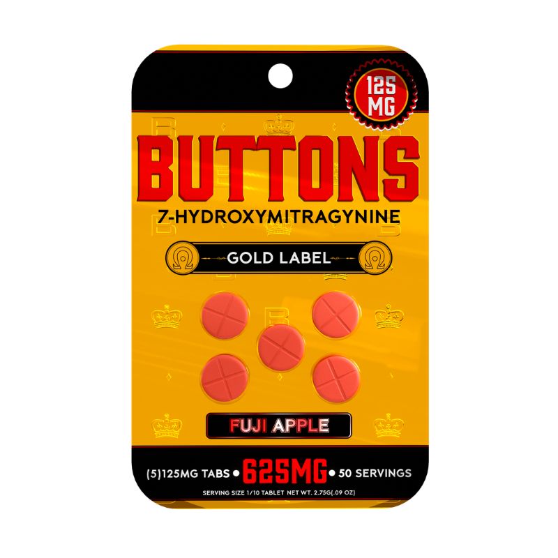 BUTTONS GOLD LABEL 7-HYDROXYMITRAGYNINE TABLETS 5CT 125MG PER TABLET