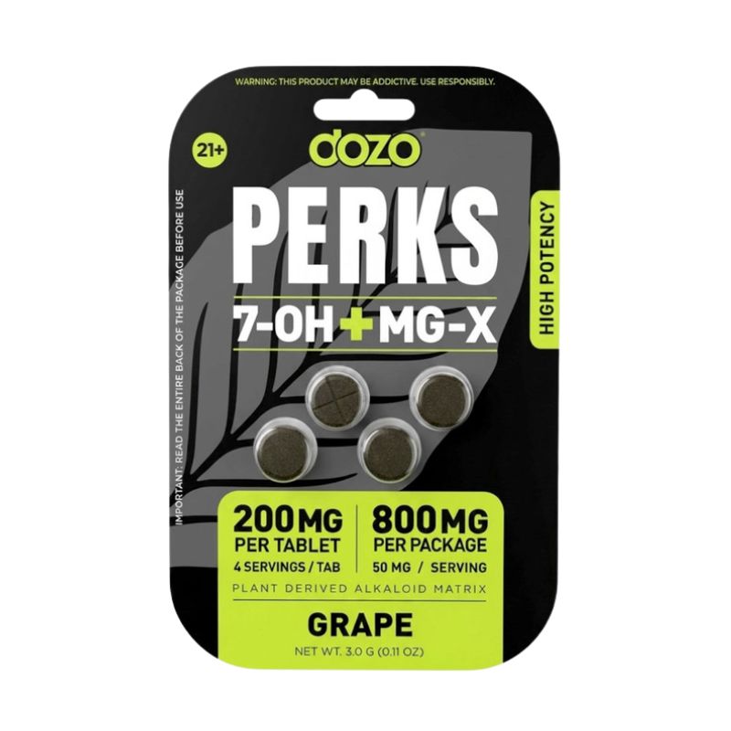 Dozo Perks 7-Hydroxymitragynine + MG-X Tablets 4ct 200mg Per Tablet