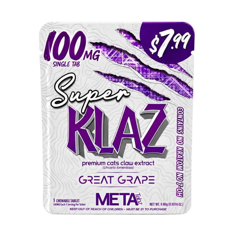 Klaz Super Meta Tabz Premium Cats Claw Chewable Tablets 1ct 100mg Per Tablet
