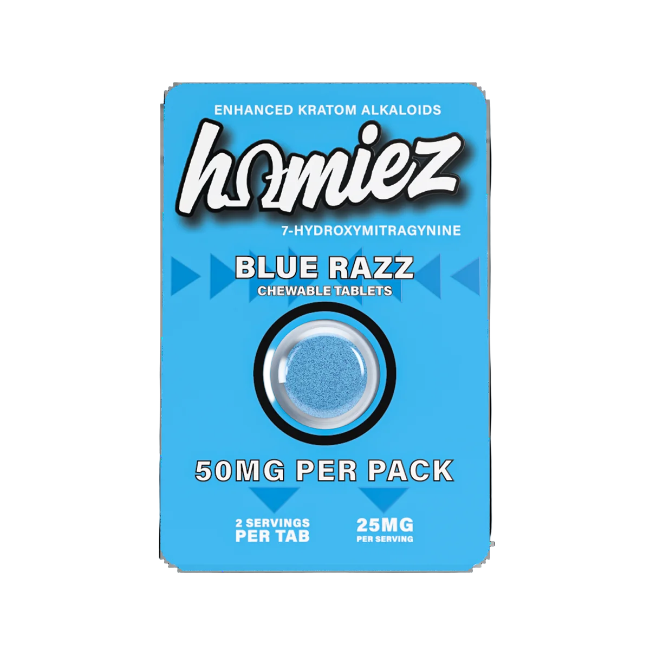 HOMIEZ 7-HYDROXYMITRAGYNINE TABLETS 1CT / 50MG EACH – BLUE RAZZ