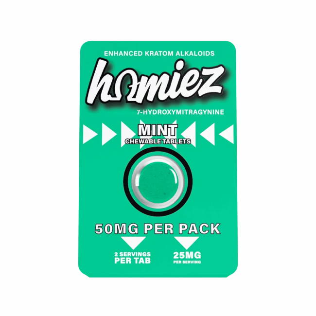 HOMIEZ 7-HYDROXYMITRAGYNINE TABLETS 1CT / 50MG EACH – MINT
