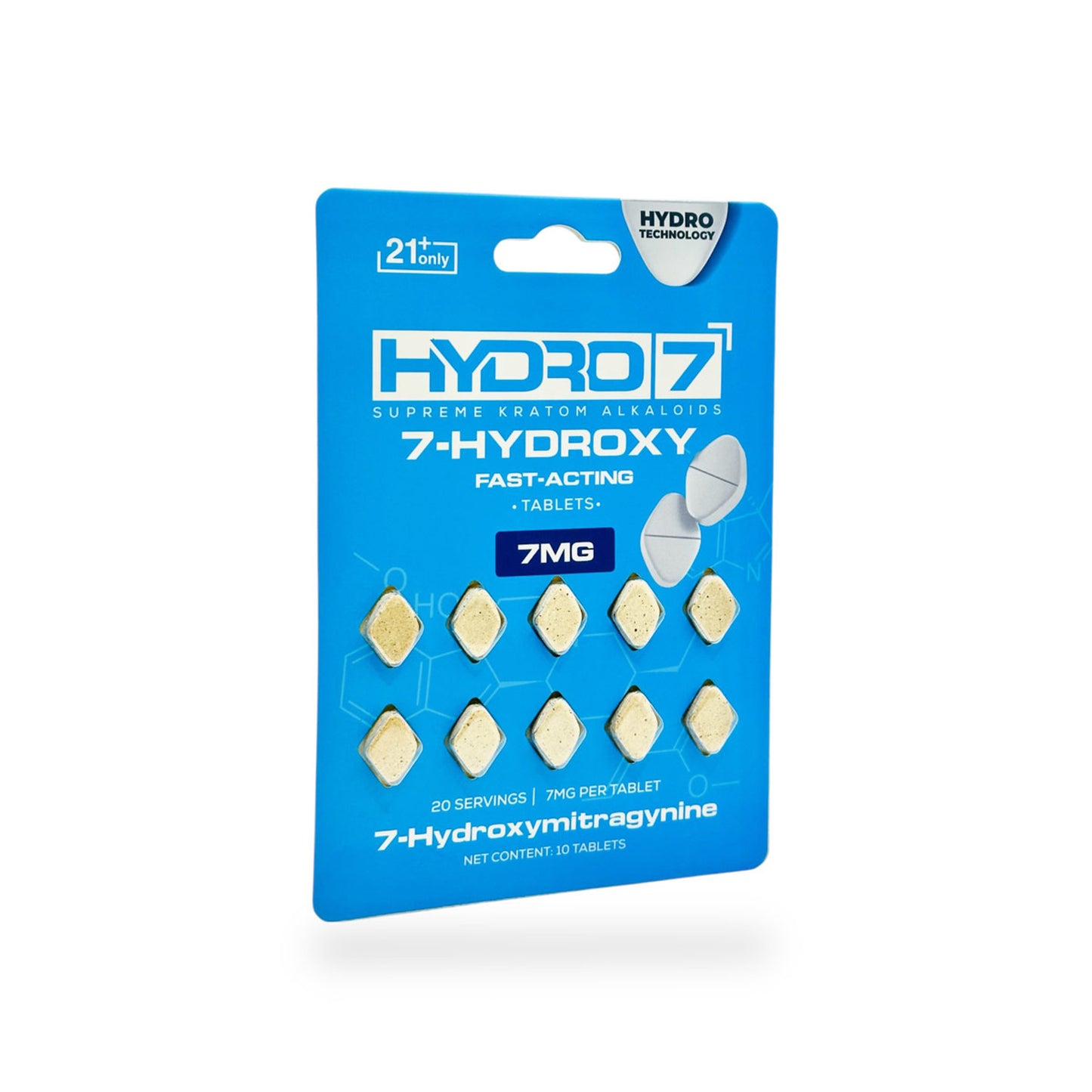 HYDRO 7 SUPREME KRATOM ALKALOIDS 7-HYDROXY 10CT 7MG PER TABLET 70MG PER PACK  3.5MG PER SERVING