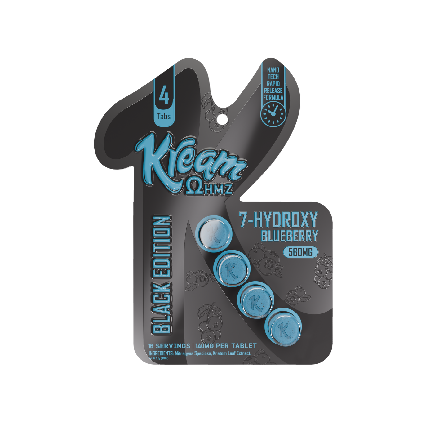 KREAM OHMZ 7-HYDROXY BLACK EDITION 4CT 140Mg PER TABLET - BLUEBERRY
