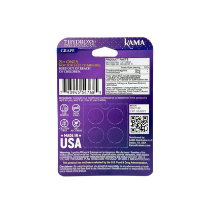 KAMA 4ct 7OH + Psuedoindoxyl Tabs Grape 50mg per Tablet - Seven Tech